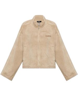 Amiri Denim Jas Met Opstaande Kraag - Naturel