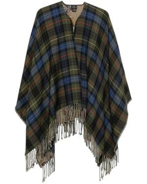 Etro Tartan-Fransen-Poncho - Schwarz
