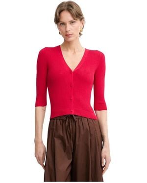 Twinset Rippstrick-Cardigan Mit V-Ausschnitt - Rot