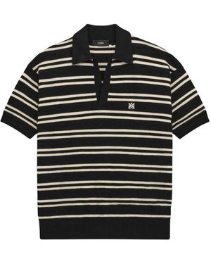 Amiri Tops ,Zwart ,Katoen Ma Stripe Knit Polo Shirt