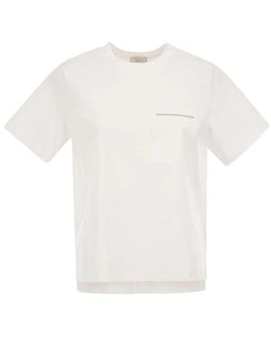 Peserico Stretch-Baumwoll-T-Shirt Mit Tasche - Weiß