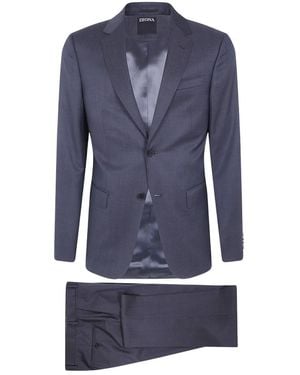 ZEGNA Single Breasted Suits - Azul