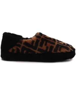 Fendi Luxuriöse Pelz Hausschuhe - Schwarz