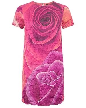 Roberto Cavalli Rose-Print Mini Dress - Pink