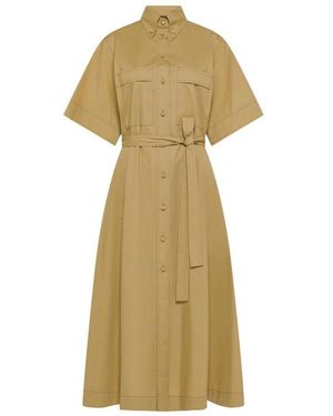 Seventy Kleedjes ,Groen ,Poplin Shirtdress - Naturel