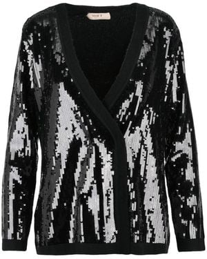 Twinset Cardigan Total Paillettes - Schwarz