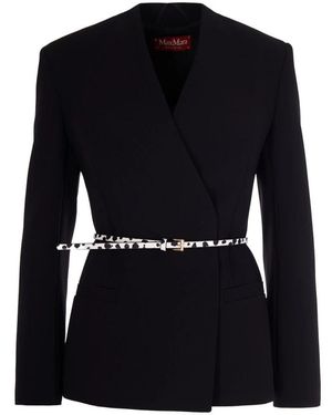 Max Mara Jassen ,Zwart ,Leer Quinoa Jacket