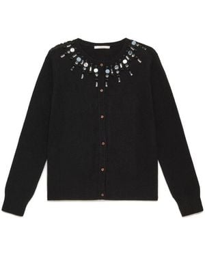 Maliparmi Woll-Stickerei-Strickjacke - Schwarz