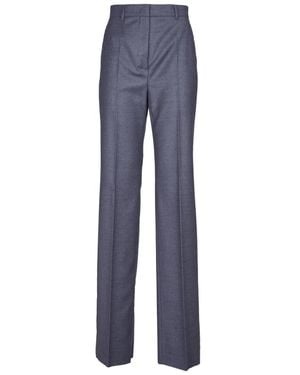 Max Mara Broeken ,Grijs ,Wol Grijze Wijde Pijp Broek Hoge Taille - Blauw