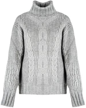 Silvian Heach Rollkragenpullover mit gestreiftem Saum - Grau