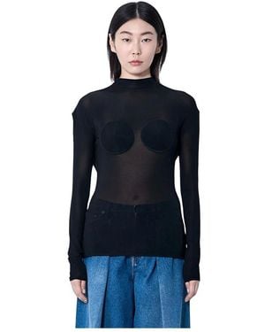 Jean Paul Gaultier Mesh Konischer Top Mit Kreismotiven - Blau