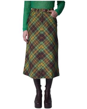 Manoush Karierte samtrock mit frontschlitz oush - Grün