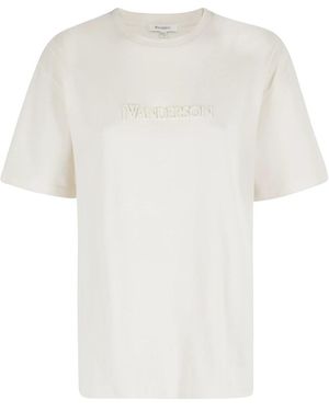 JW Anderson Weißes Logo Besticktes T-Shirt