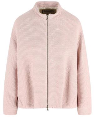 Herno Hoodies & Sweatvesten ,Roze ,Polyester Veiled Sequins Coat
