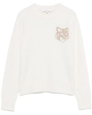 Maison Kitsuné Truien & Vesten ,Wit ,Round-Neck Truien