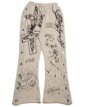 HELLSTAR Graffiti Mirror Face Sweatpants - Natur