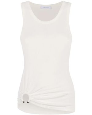 Rabanne Metal Piercing Katoenen Tanktop - Wit