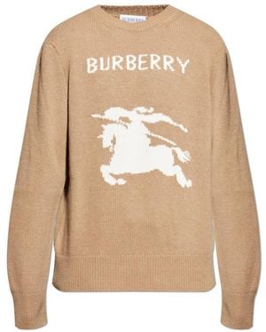 Burberry Wollpullover Mit Logo - Natur