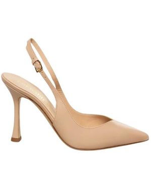 Ninalilou Nude Leren Slingback Sandaal - Metallic