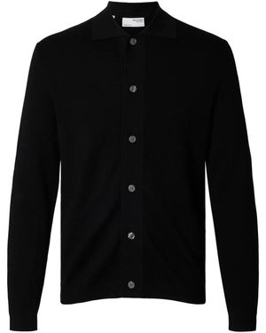 SELECTED Truien & Vesten ,Zwart ,Wol Merino Knoop Cardigan Voor Mannen