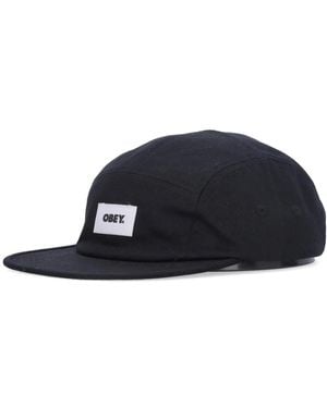 Obey Schwarze Flache Schirm Camper Kappe - Blau