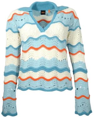 HUGO V-Neck Knitwear - Bleu