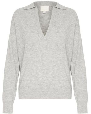 Soaked In Luxury Casual polo pullover sweater - Grau