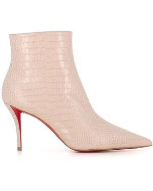 Christian Louboutin Semi-Shine Reptile Effect Ankle Boot - Natur