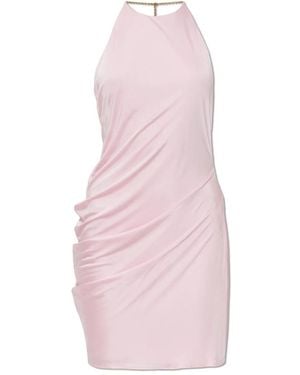 Versace Kleedjes ,Roze ,Viscose-Jersey Gedrapeerde Mini Jurk