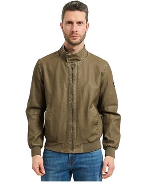 Yes-Zee Faux Leather Jacket - Groen