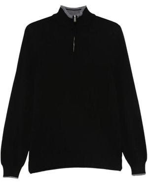 Fedeli Halb-Zip Kaschmir Strickware - Schwarz