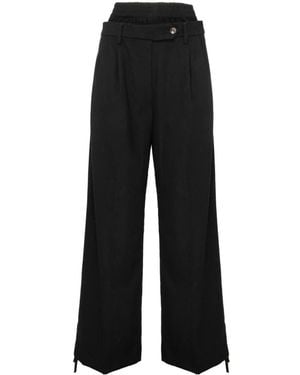 White Sand Wide Trousers - Negro