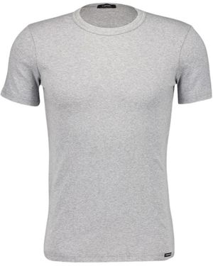 Tom Ford Tops ,Grijs ,Katoen T-Shirt Met Ronde Hals