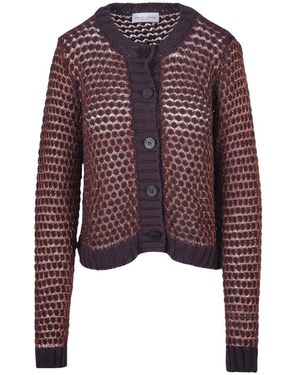 Roberto Collina Truien & Vesten ,Bruin ,Katoen Cardigan Traforato Con Filo Metallizzato - Rood