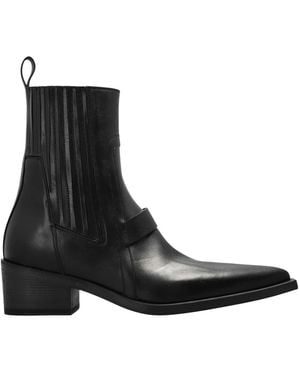 Rick Owens Puntige Leren Enkellaarsjes - Zwart
