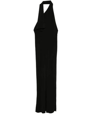 KHAITE Schwarzes kleid mit drapiertem panel und asymmetrischem ausschnitt