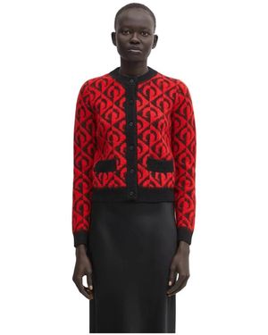 Marine Serre Moon Lozenge Gebreide Cardigan - Rood