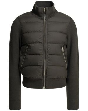 Tom Ford Jassen ,Grijs ,Donsgevoerde Bomberjack Met Gebreide Mouwen - Zwart