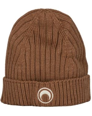 Marine Serre Accessoires ,Bruin ,Maan Logo Gebreide Muts