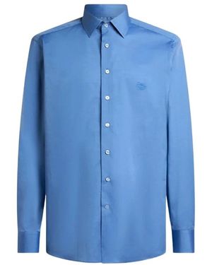 Etro Hemd Mit Logo-Stickerei - Blau