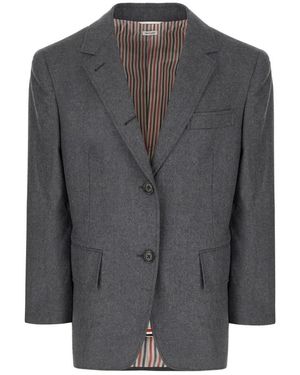 Thom Browne Solid Wool Flannel Oversized Sportcoat - Grijs