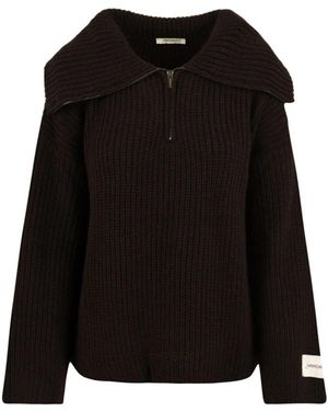 hinnominate Truien & Vesten ,Bruin ,Wol Pearl Half Zip Sweater - Zwart