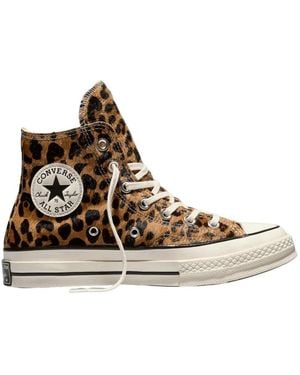 Converse Schoenen ,Bruin ,Chuck 70 Leopard Pony Hair Sneakers