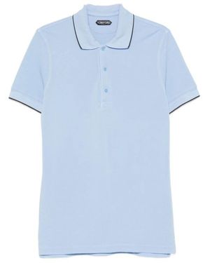 Tom Ford Tops ,Blauw ,Piqué Polo Shirt