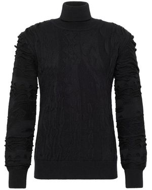carlo colucci Daniel Einfarbiger Rollkragenpullover - Schwarz