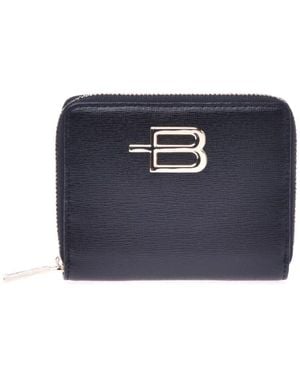 Baldinini Wallet in schwarzem saffiano mit reißverschluss - Blau
