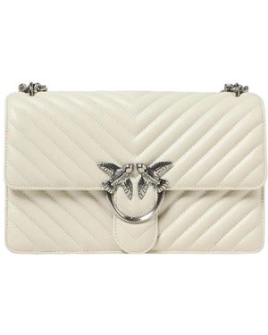 Pinko Chevron Gewatteerde Leren Schoudertas - Naturel