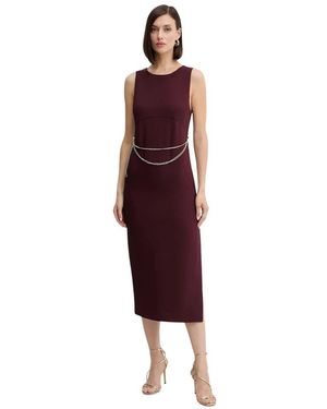 Twinset Midi Jurk Met Kettingdetail Zonder Mouwen - Rood