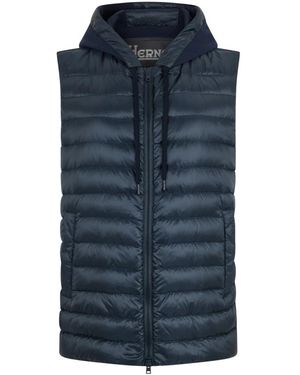Herno Gewatteerd Vest Met Capuchon - Blauw