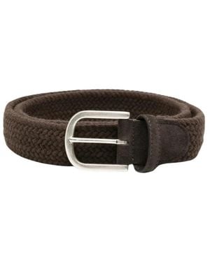 Canali Accessoires ,Bruin ,Suède Gevlochten Riem Met Suède Bies